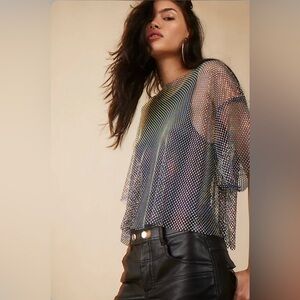 FREE PEOPLE - INTIMATELY || Sheer Black Mesh Top. Sz. L